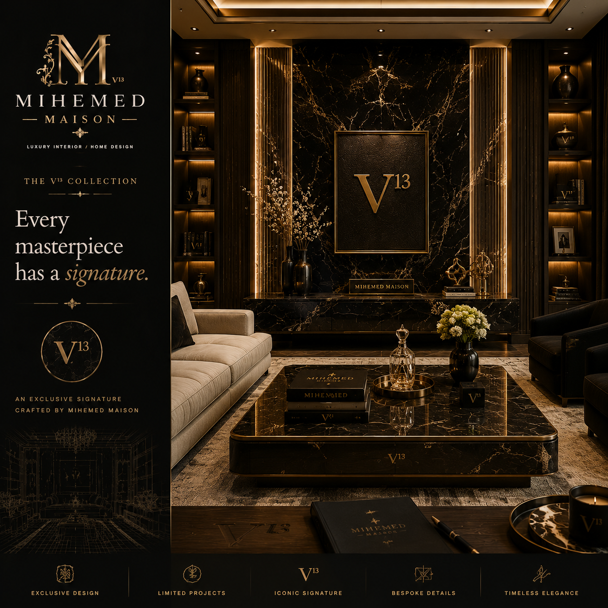 MIHEMED MAISON — THE V¹³ COLLECTION هر شاهکاری یک امضا دارد. V¹³ فقط یک نشانه نیست؛ روایتی از هویت، دقت و نگاه متفاوت...