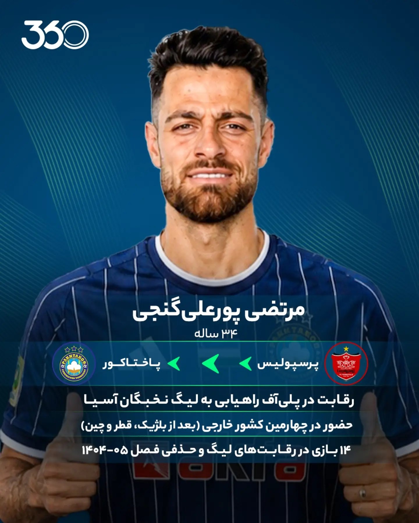  🚨 بغداد نه، مرتضی با رفتن به تاشکند دوباره لژیونر شد‼️ رسمی: مرتضی پورعلیگنجی به پاختاکور پیوست 🇺🇿 ✈️ در حال...