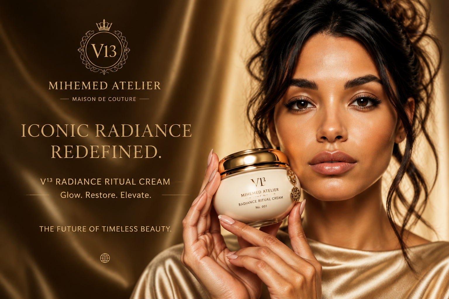 MIHEMED ATELIER — V¹³ RADIANCE RITUAL CREAM ✨ The future of timeless beauty. A ritual born from elegance, crafted for...