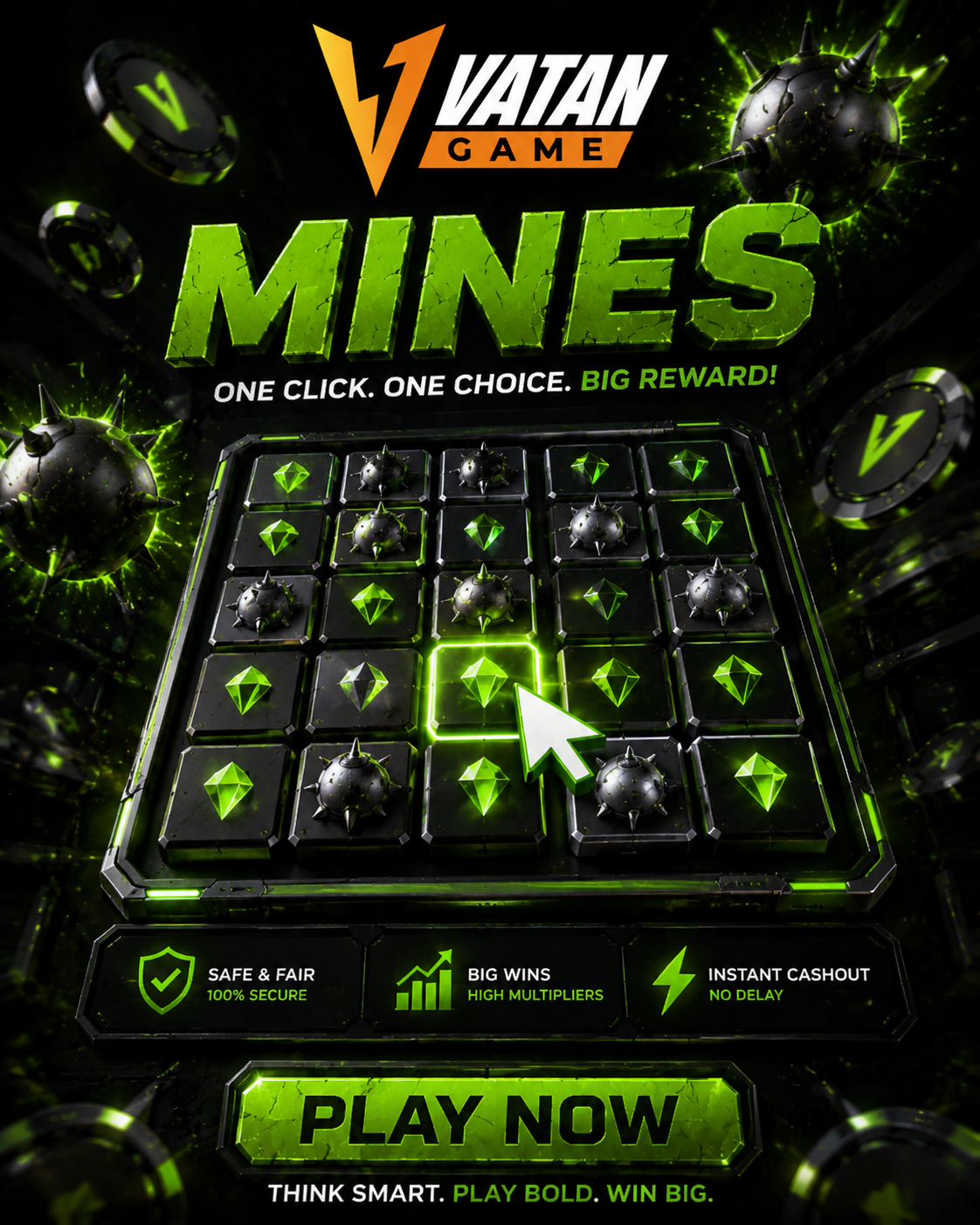 One click. One risk. One reward.
In Mines, every move is a test of courage and strategy.
Push your luck… or lose it a...