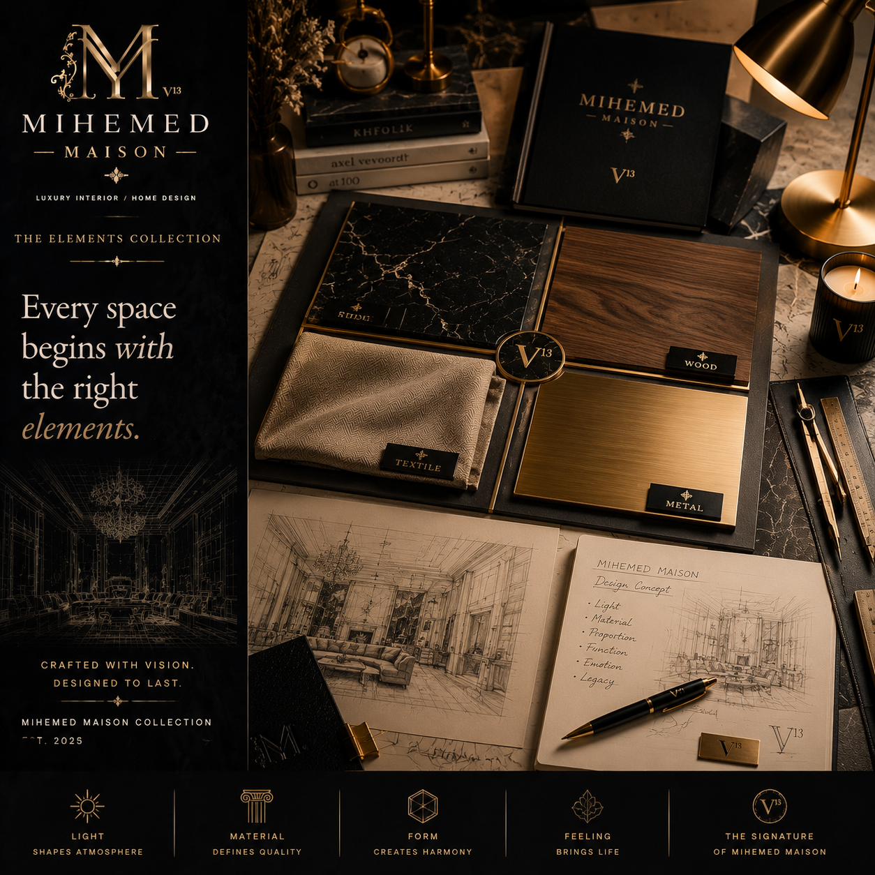 MIHEMED MAISON — THE ELEMENTS COLLECTION هر فضای ماندگار، از انتخاب‌های درست آغاز می‌شود. نور، متریال، فرم و احساس؛ چ...