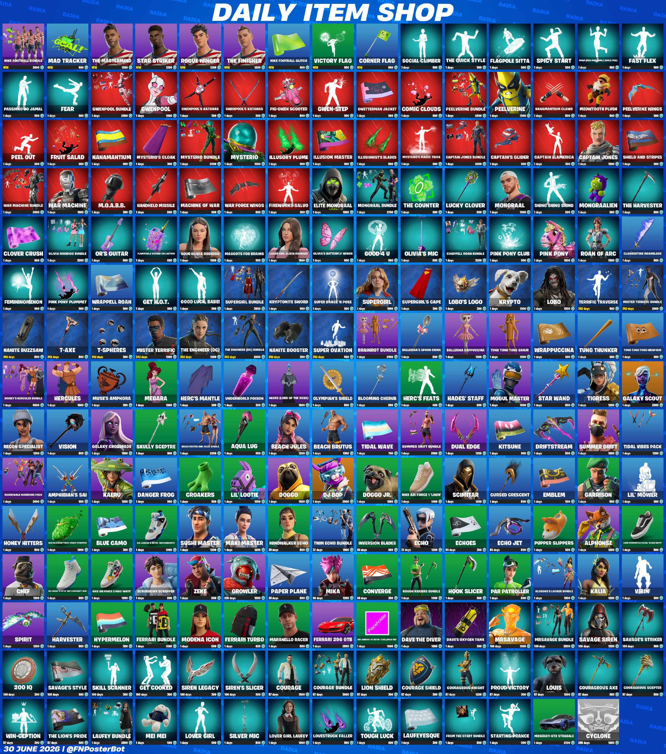 📰 | Item shop

📢 Fortnite Battle Royale
#️⃣ #Fortnite #فورتنایت 
💬 Join US : @Fortnite
🛍 SPONSOR