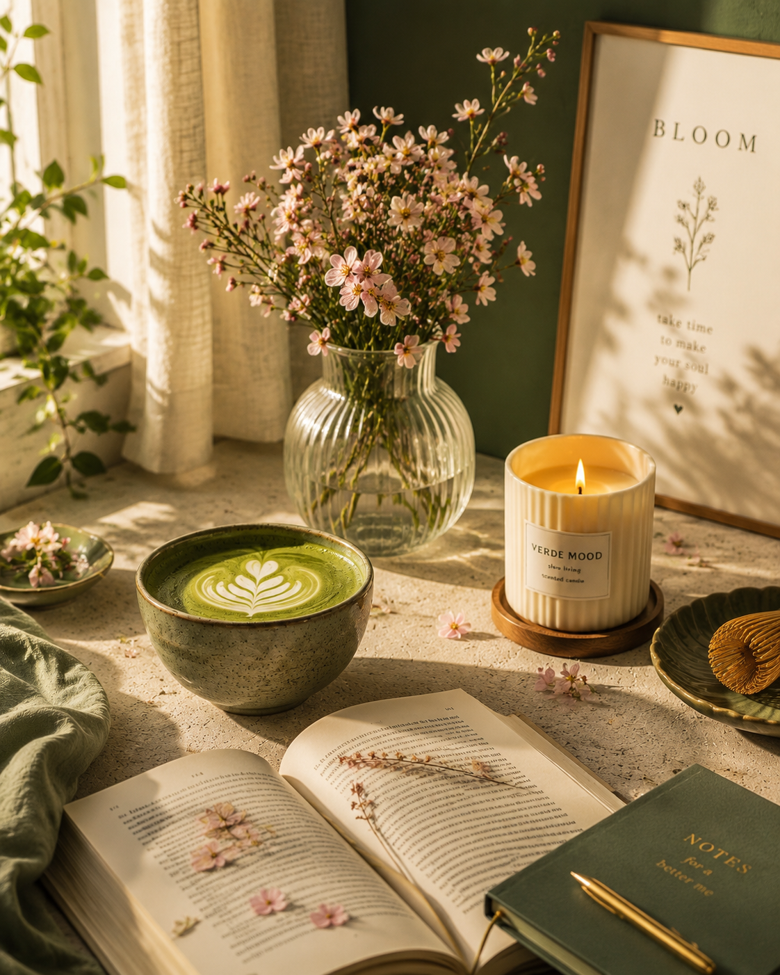 Little moments, beautiful memories. 🌸 A quiet corner, a blooming flower, a warm cup of matcha… Sometimes the smalles...
