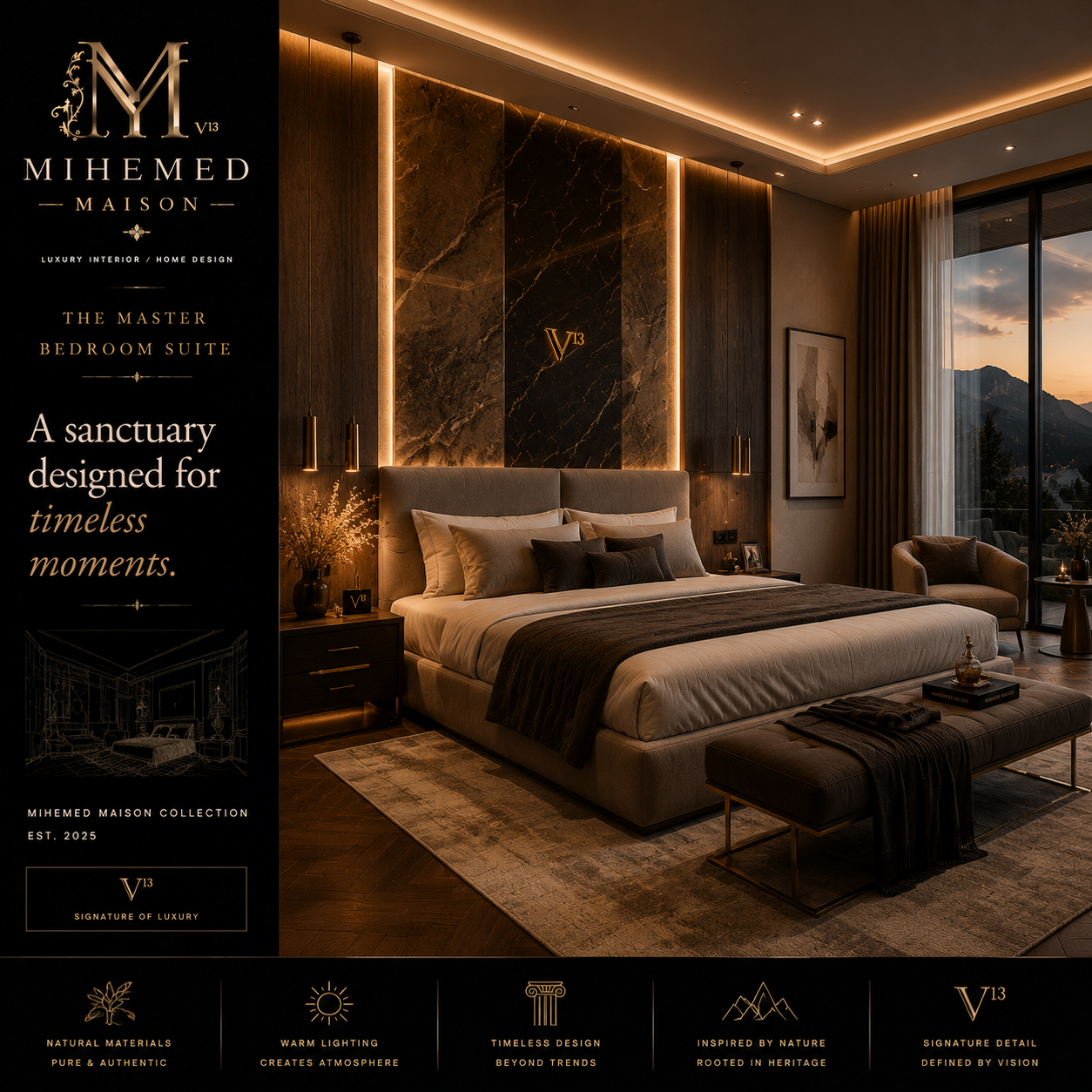 MIHEMED MAISON — THE MASTER BEDROOM SUITE هر خانه‌ای یک قلب دارد؛ و گاهی این قلب، فضایی است که در سکوت با شما صحبت می...