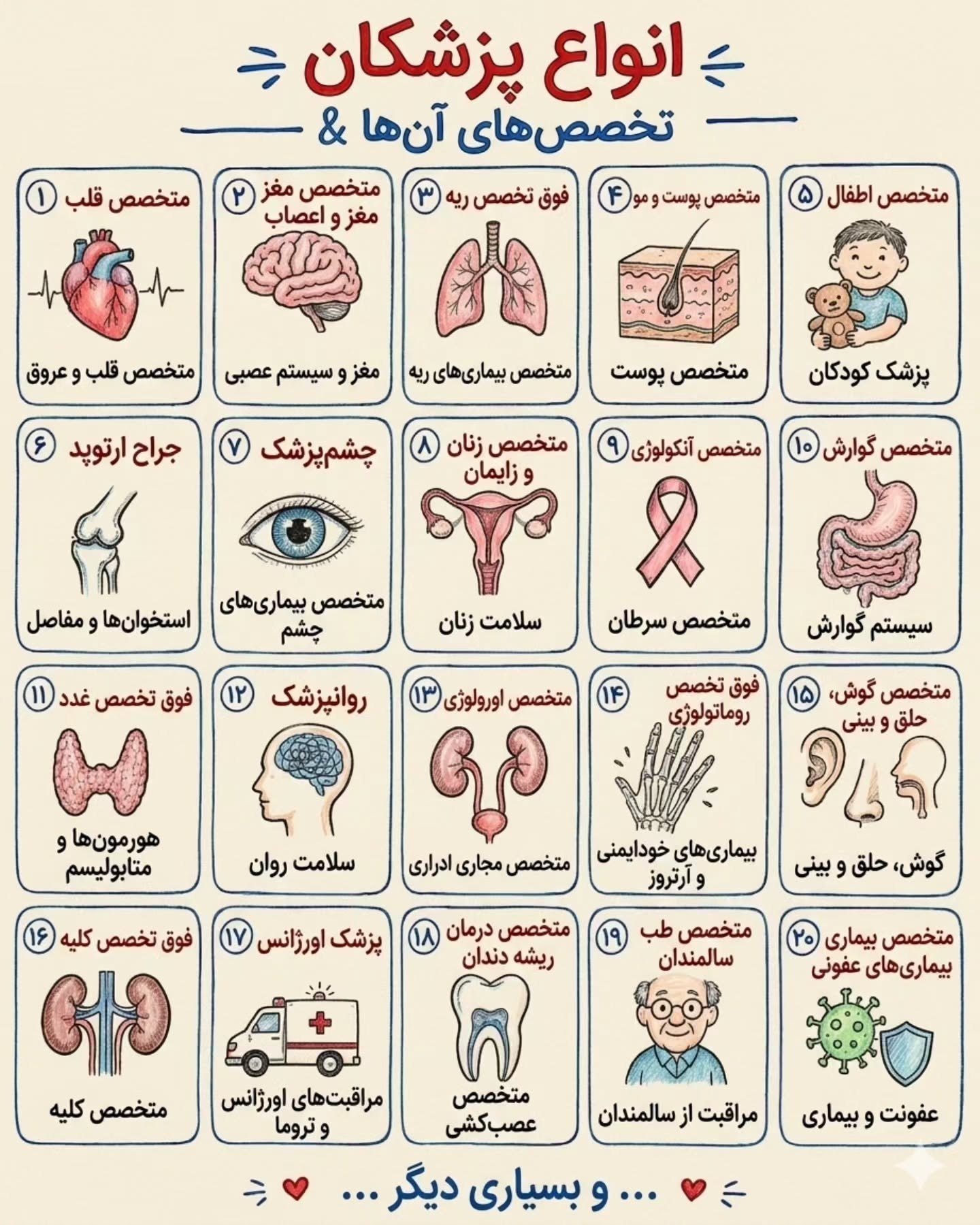 انواع پزشکان و تخصص های آنها ➕ ❤️ @cognito