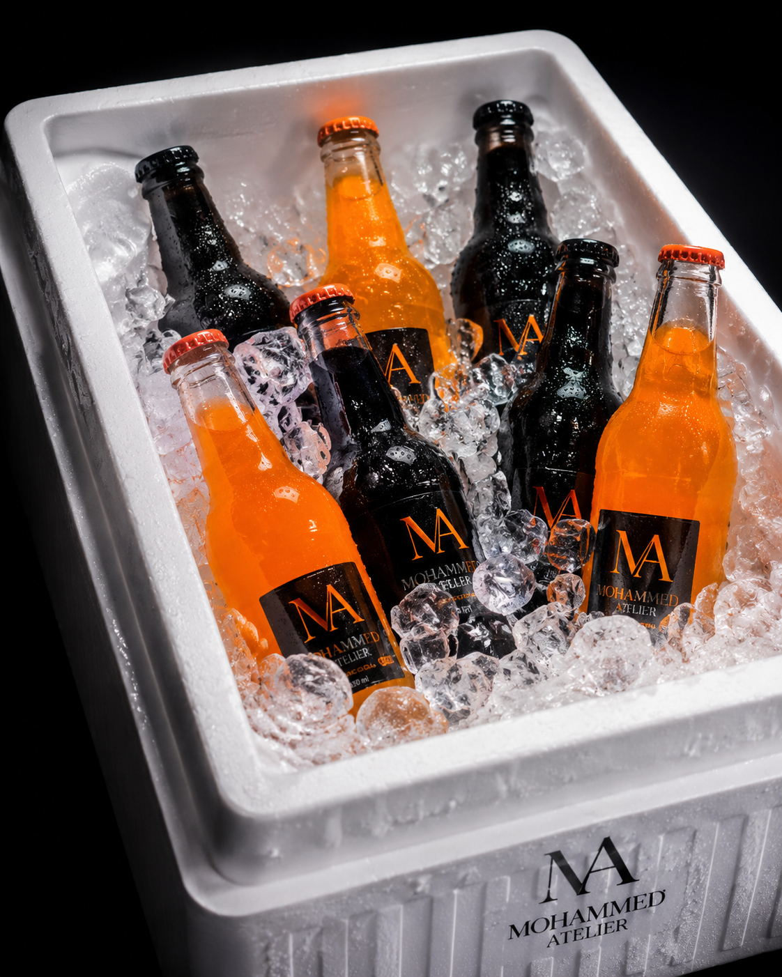 وقتی طراوت یخ، با جسارت نارنجی و اصالت مشکی ترکیب می‌شود… 🧊🖤🧡 MOHAMMED ATELIER — ICE COLD COLLECTION یک تجربه متفا...