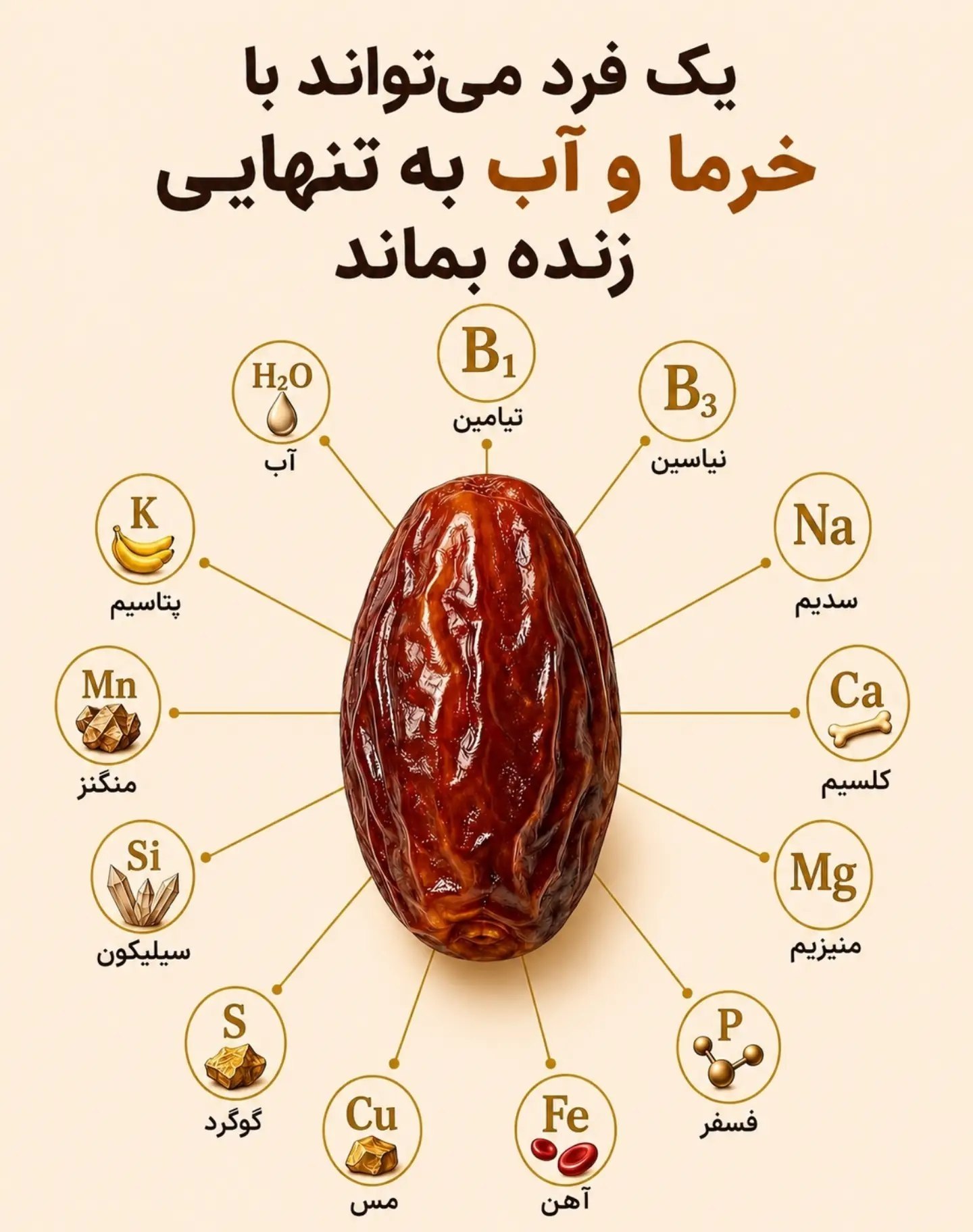 یک فرد میتواند با خرما و آب به تنهایی زنده بماند💦 ❤️ @cognito