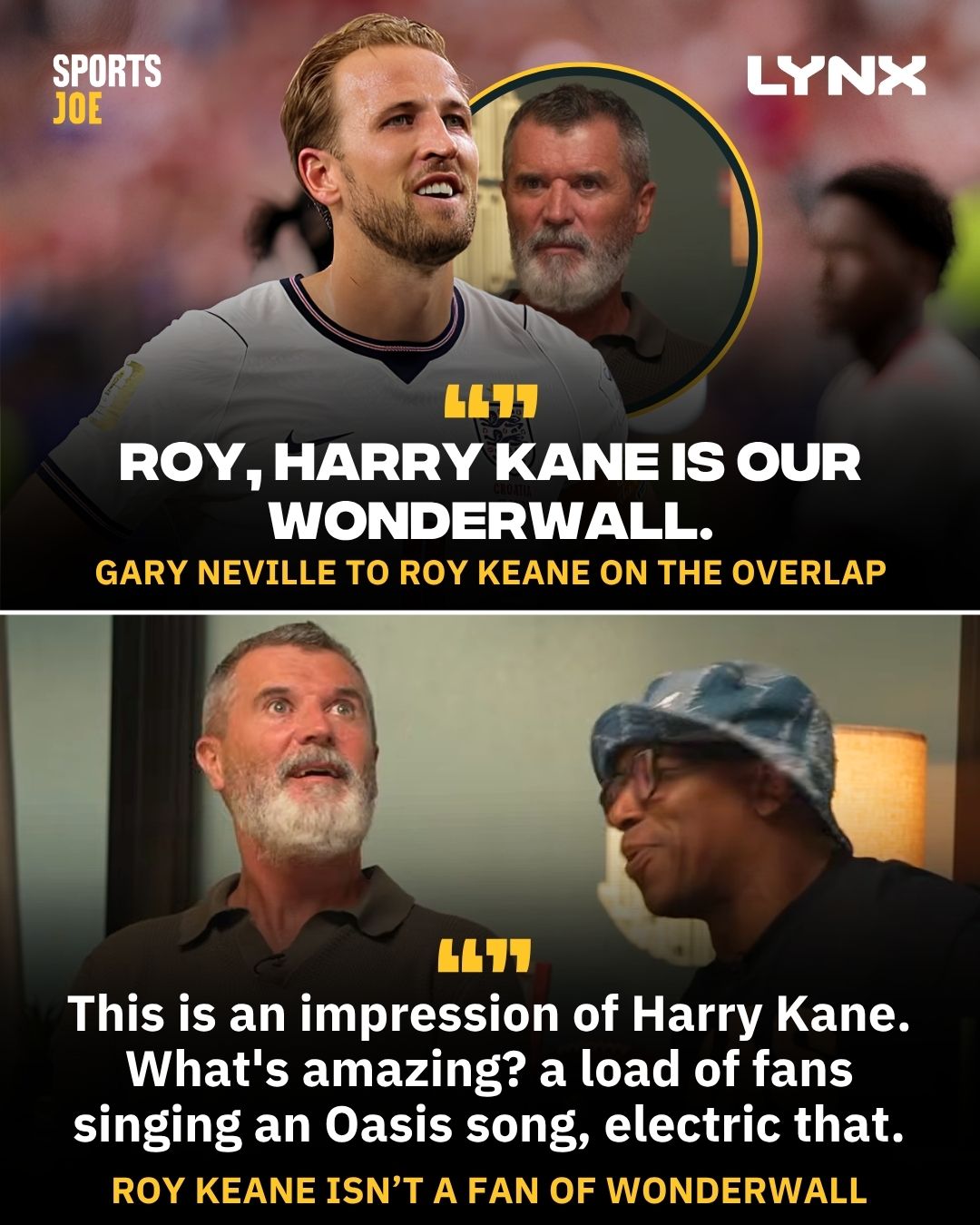 Roy Keane doing his best Harry Kane impression while the England fans belt out Wonderwall is classl 🤣👏 We all knew ...