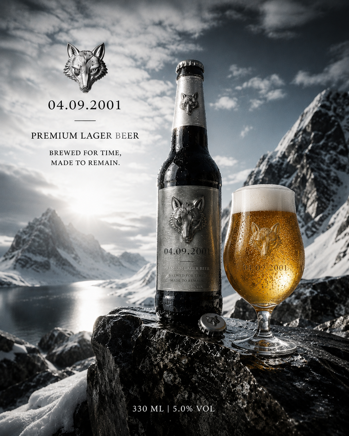 04.09.2001 — PREMIUM LAGER BEER Born from precision. Inspired by the wild. Crafted for those who appreciate balance, ...