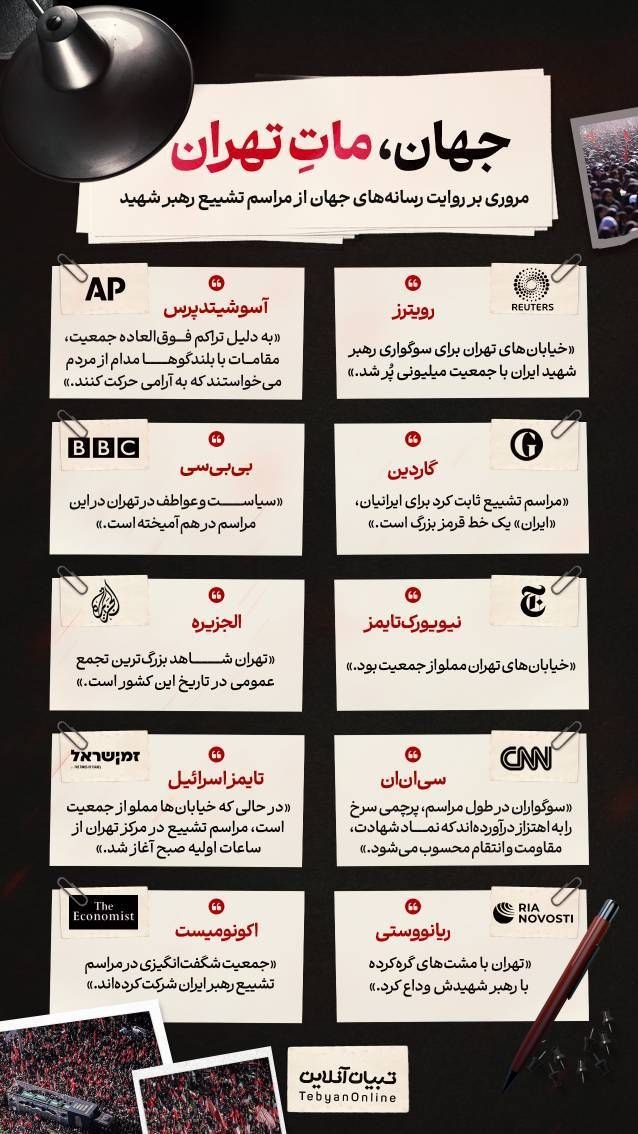 ⚫️ جهان، ماتِ تهران ▪️ مروری بر روایت رسانههای جهان از مراسم تشییع #رهبر_شهید #باید_برخاست #روایت_بدرقه #امام_خامنه...