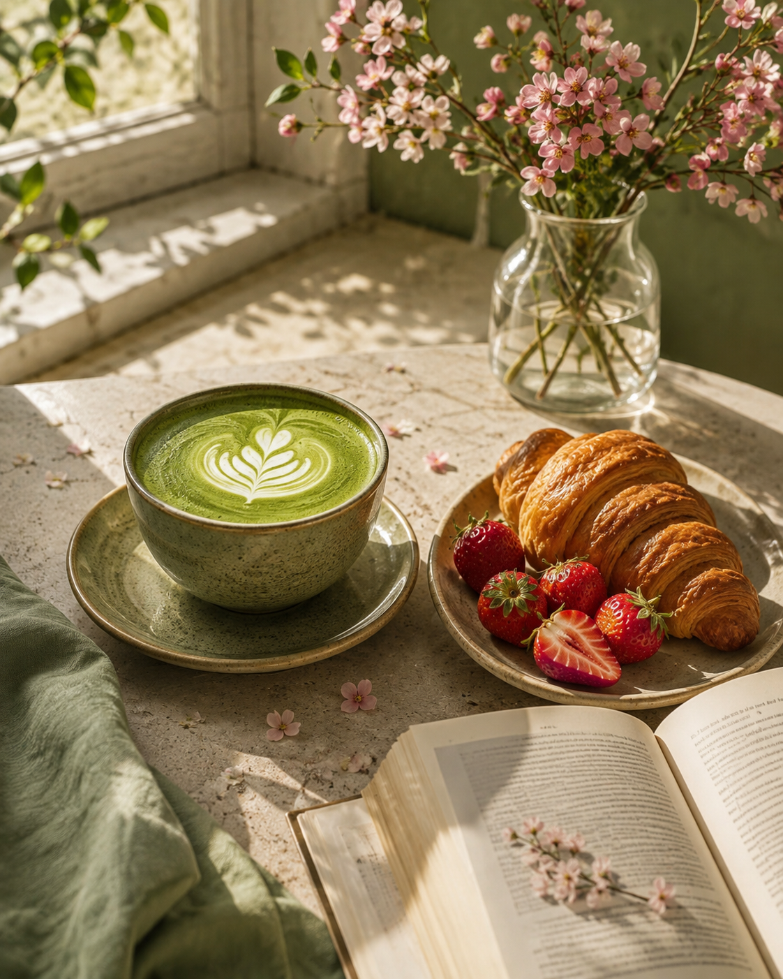 Some mornings are meant to be slow. 🌿 A warm cup of matcha, a little sweetness, soft morning light and nowhere to ru...