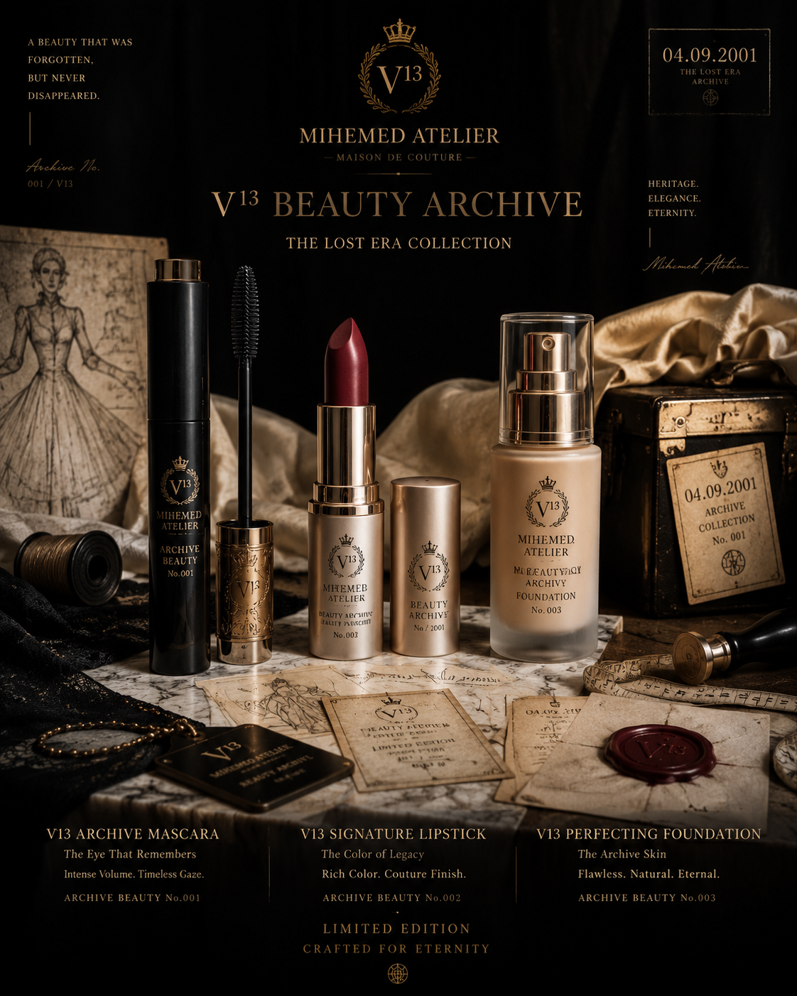 MIHEMED ATELIER ā V¹³ BEAUTY ARCHIVE š¤āØ THE LOST ERA COLLECTION A beauty discovered from the forgotten pages of time...