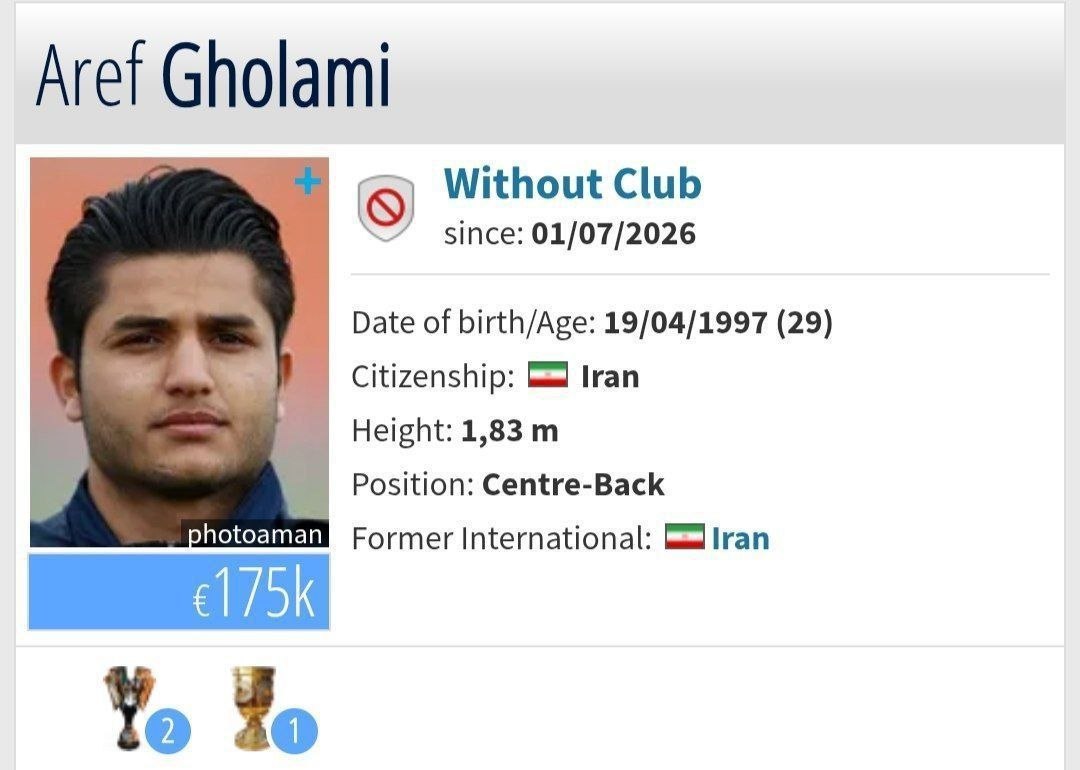 🚨🤩🤩 با اعلام ترانسفرمارکت عارف غلامی از استقلال جدا شد! @time_football @Vatangram