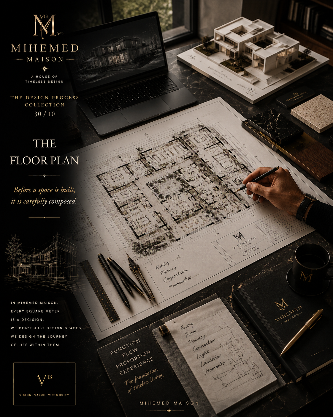 MIHEMED MAISON — THE FLOOR PLAN قبل از آنکه یک فضا دیده شود، باید احساس شود. پشت هر خانه‌ی ماندگار، یک طراحی دقیق وجو...