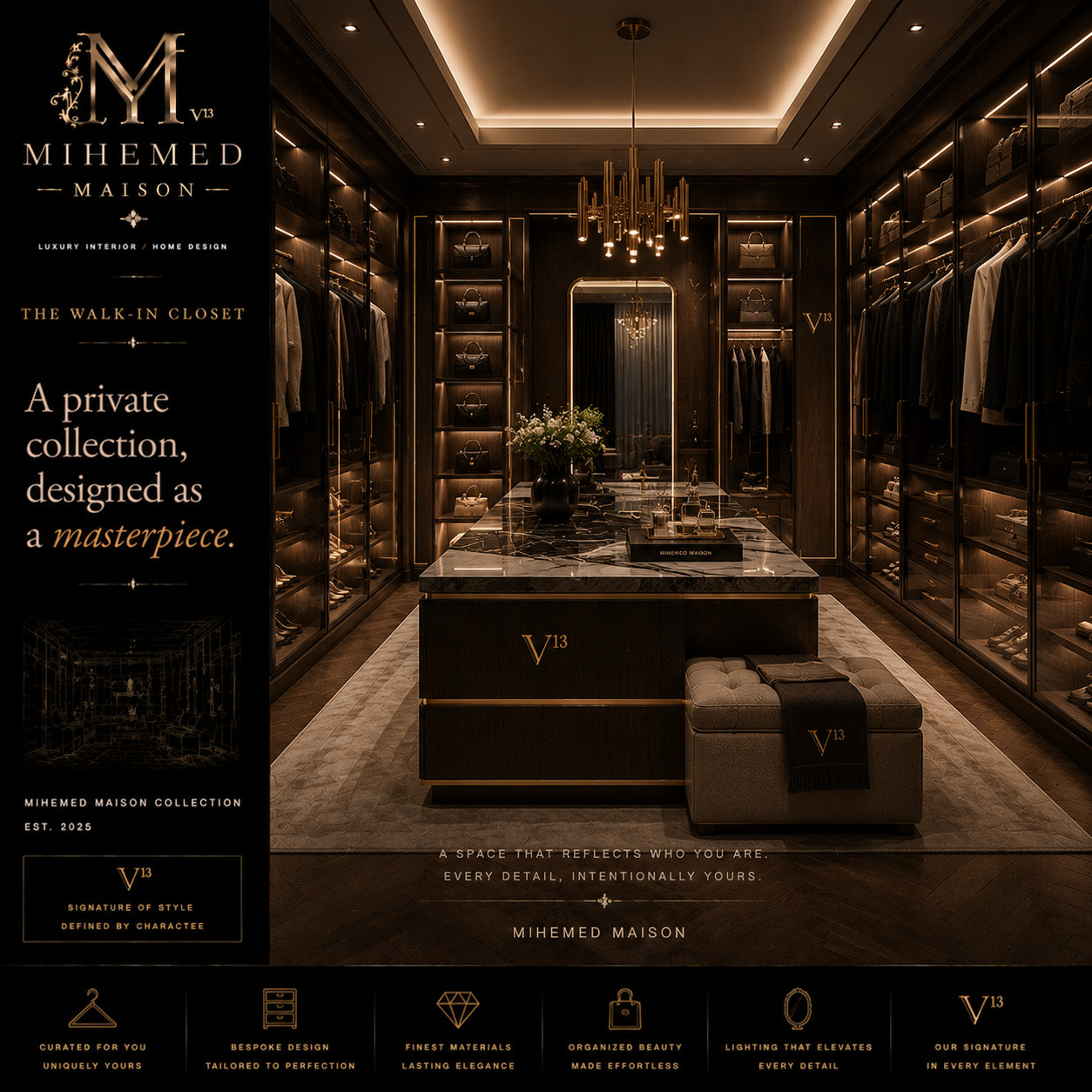 MIHEMED MAISON — THE WALK-IN CLOSET سبک، از لحظهای آغاز میشود که هر جزئیات جایگاه خودش را پیدا میکند. کلوزت، فقط ف...